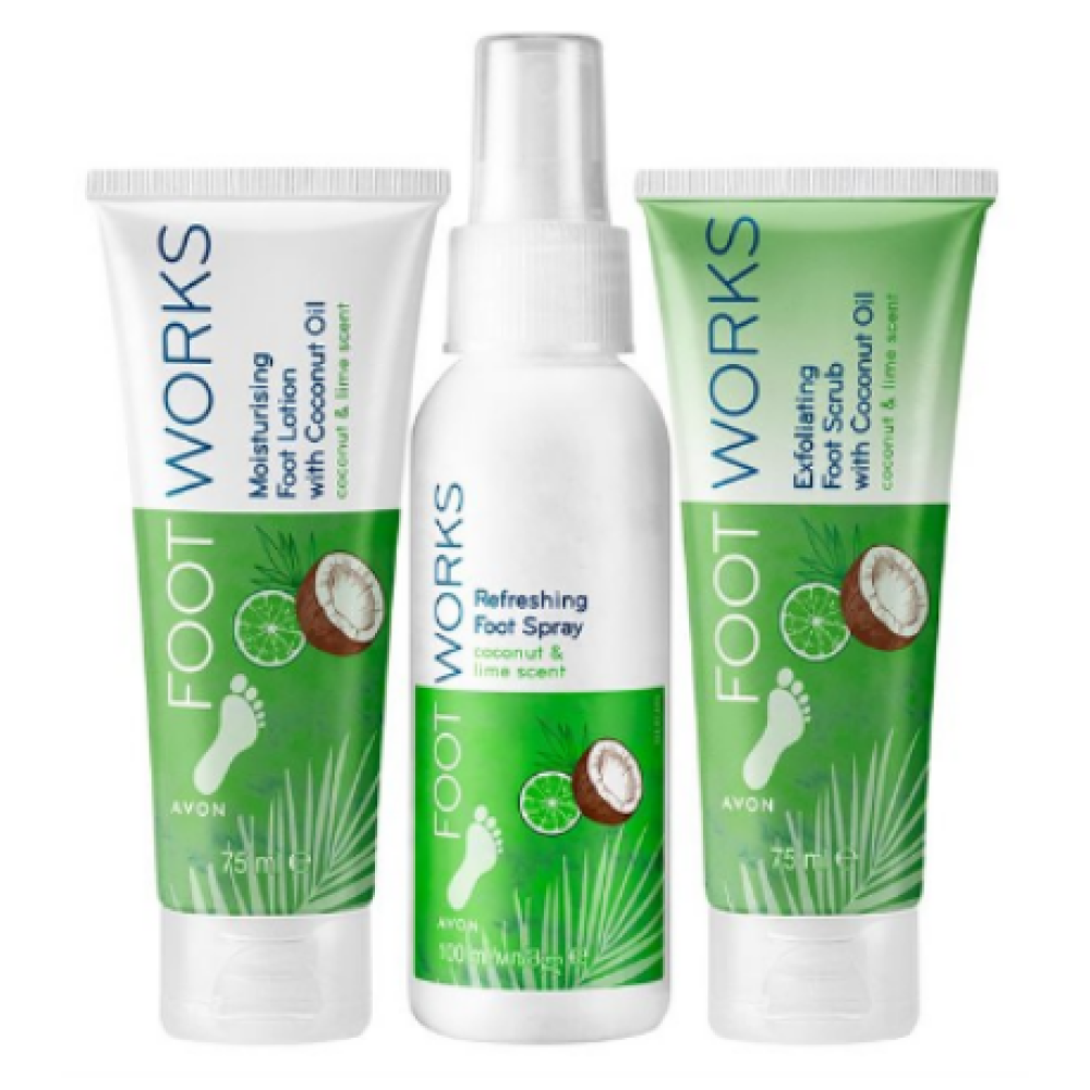 FootWorks kosteuttava jalkavoidesetti kookos 75ml + 100ml + 100ml