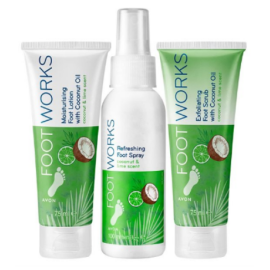 FootWorks kosteuttava jalkavoidesetti kookos 75ml + 100ml + 100ml