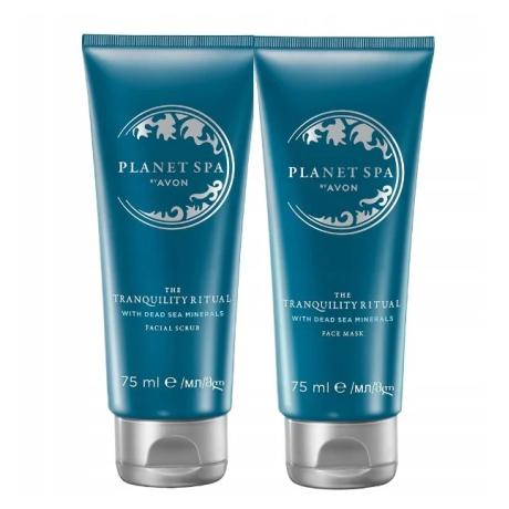 Planet Spa Kuolleenmeren mineraalit setti. Kasvonaamio 75ml & Kasvokuorinta 75ml + JOULUKUVASTO