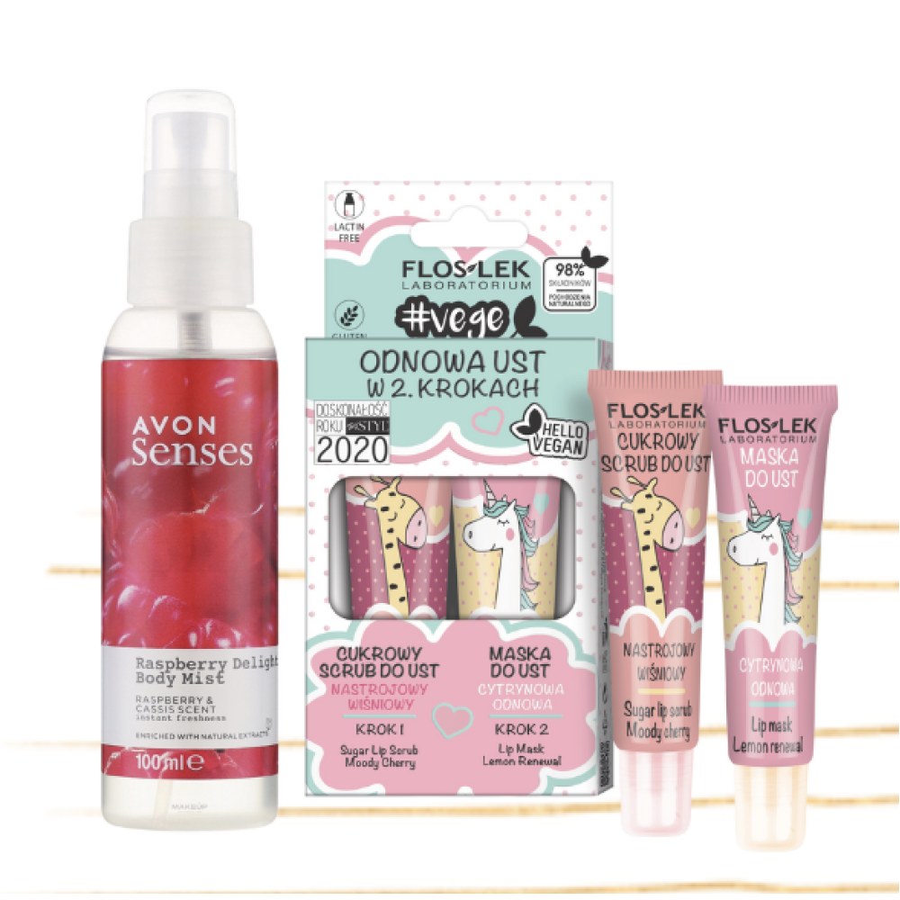 Huulikuorintasetti Kirsikka&Sitruuna vartalotuoksu Vadelma&Mustaherukka JOULUKUVASTO