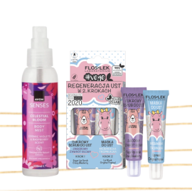 Huulikuorintasetti Mustikka&Trooppiset hedelmät & vartalotuoksu Orvokki&Vadelma JOULUKUVASTO