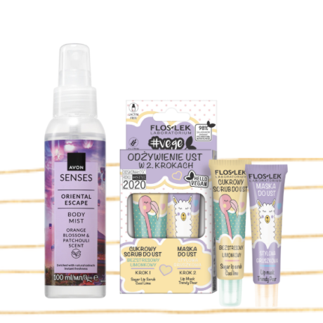 Huulikuorintasetti Lime&Päärynä & vartalotuoksu Appelsiininkukka&Patsuli JOULUKUVASTO