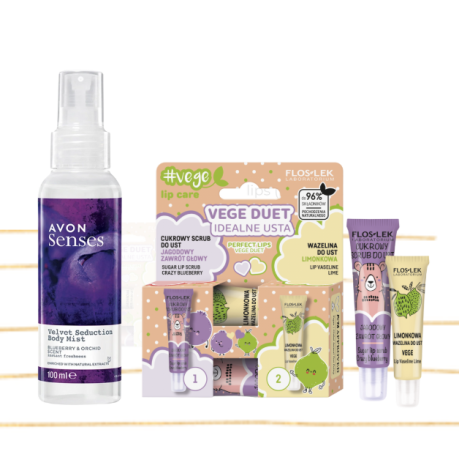 Huulikuorintasetti Mustikka&Lime & vartalotuoksu Mustikka&Orkidea JOULUKUVASTO