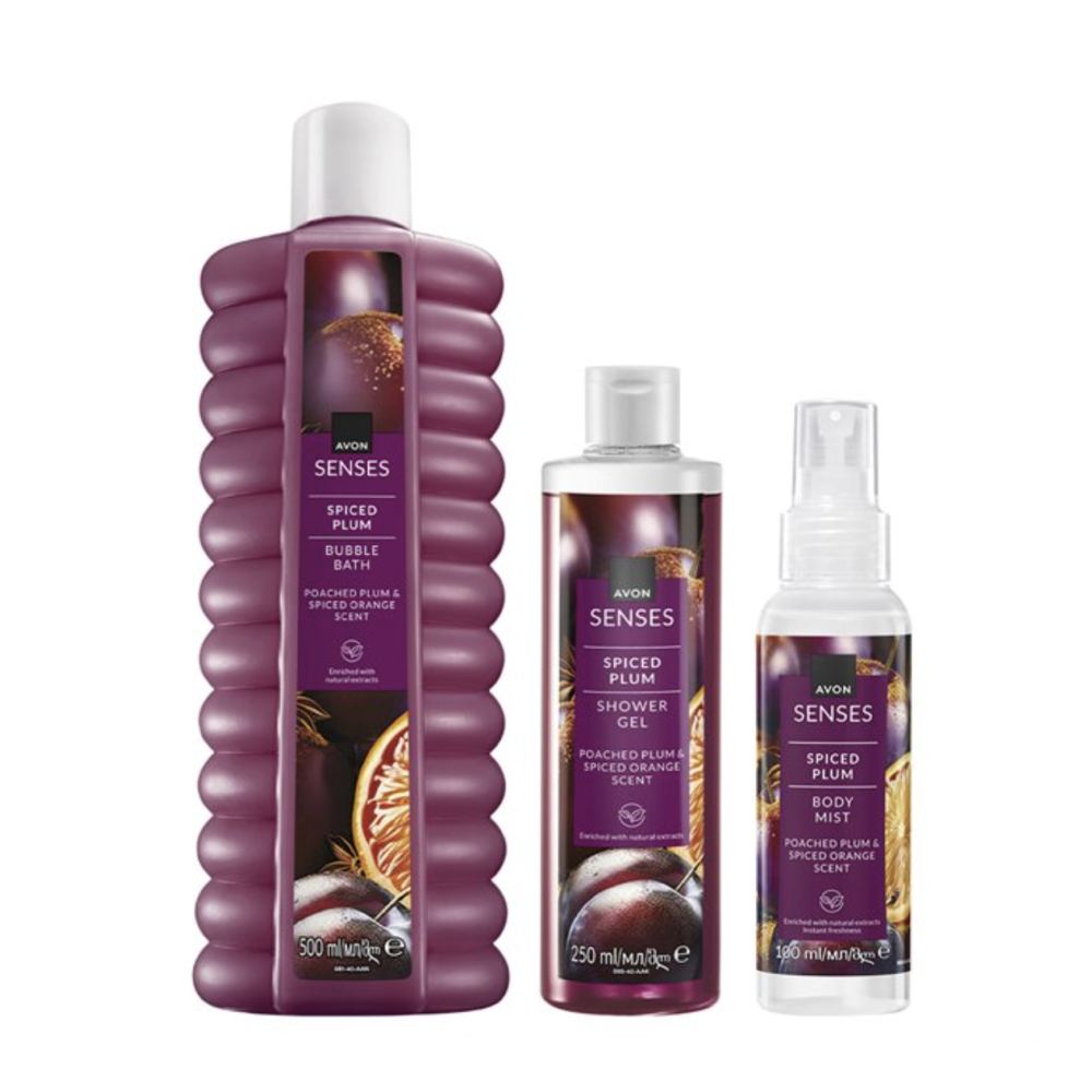 Senses Luumuinen setti (sis. 500ml Kylpyvaahto, 250ml suihkusaippua ja 100ml vartalotuoksu) JOULUKUVASTO