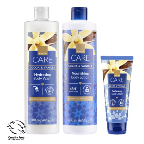 Avon Care Kaakao&Vanilja lahjasetti (sis. Käsivoide 75ml, Suihkugeeli 200ml ja Vartalovoide 200ml) 