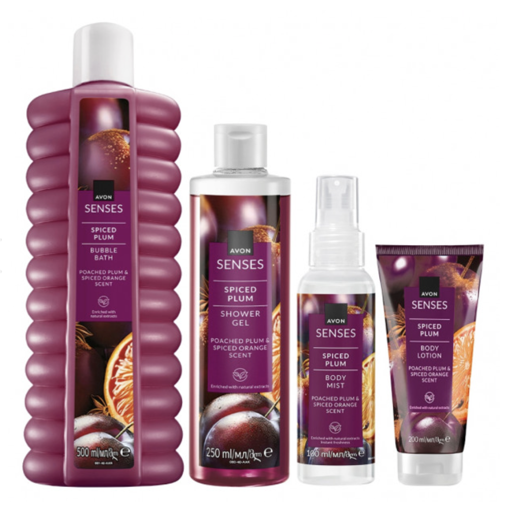 Senses Luumuinen setti (sis. 500ml Kylpyvaahto, 250ml suihkusaippua, 100ml vartalotuoksu ja Vartalovoide 200ml) 