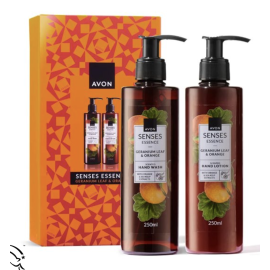 SENSES ESSENCE Pelargoninlehti & Appelsiini -lahjasetti 2 x 250ml (sis. nestesaippuan ja käsivoiteen)