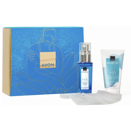 ANEW HA LAHJASETTI Hyaluronihapposeerumi 30ml, D-vitamiini kasvovoide 50ml & Silikoninen kasvonaamio