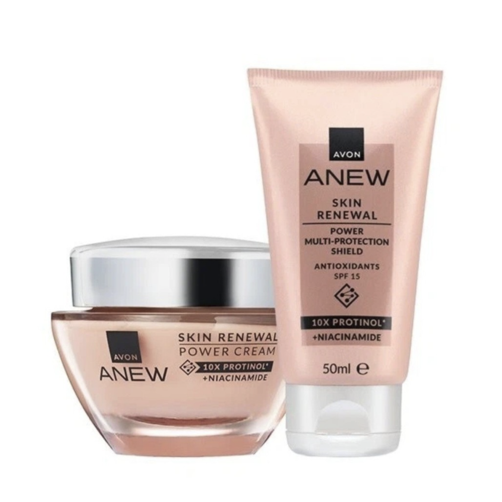 Anew Skin Renewal Power SETTI 10 x Protinolilla Kasvovoide 50ml & Multi Protection Shield SPF15 50ml