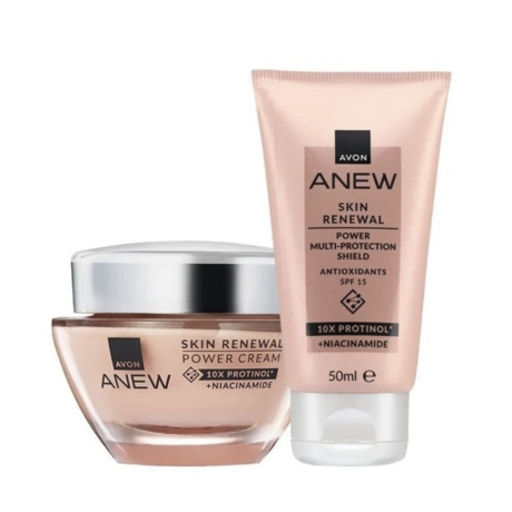 Anew Skin Renewal Power SETTI 10 x Protinolilla Kasvovoide 50ml & Multi Protection Shield SPF15 50ml