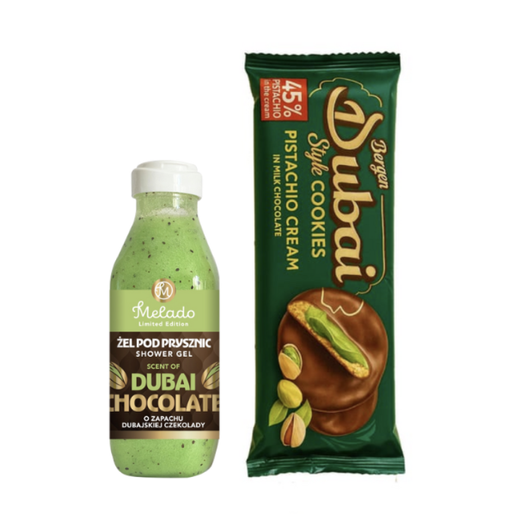 Suihkugeeli Dubain Suklaa 400ml + Dubain suklaa keksit 96g JOULUKUVASTO