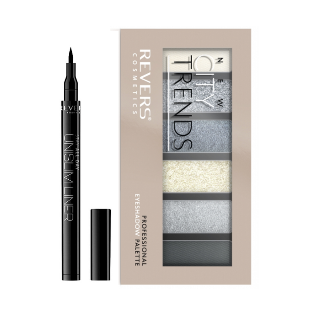 Luomiväripaletti 14 NEW CITY TRENDS & Unslim silmänrajaustussi + sellofaani JOULUKUVASTO