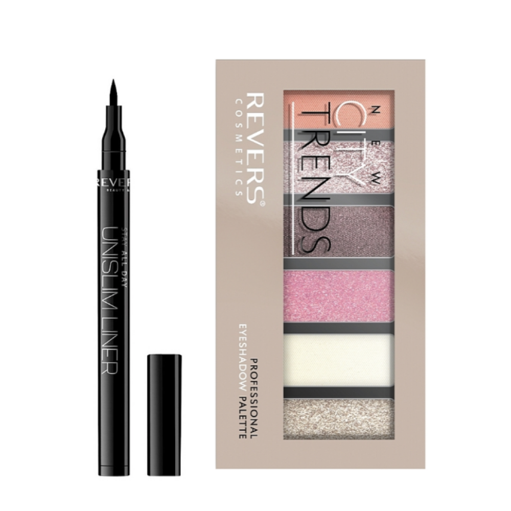 Luomiväripaletti 11 NEW CITY TRENDS & Unslim silmänrajaustussi + sellofaani JOULUKUVASTO