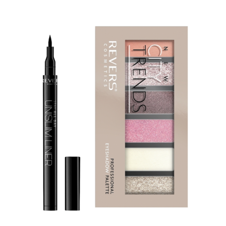 Luomiväripaletti 11 NEW CITY TRENDS & Unslim silmänrajaustussi + sellofaani JOULUKUVASTO