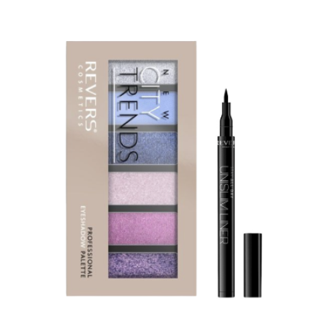 Luomiväripaletti 16 NEW CITY TRENDS & Unslim silmänrajaustussi + sellofaani 