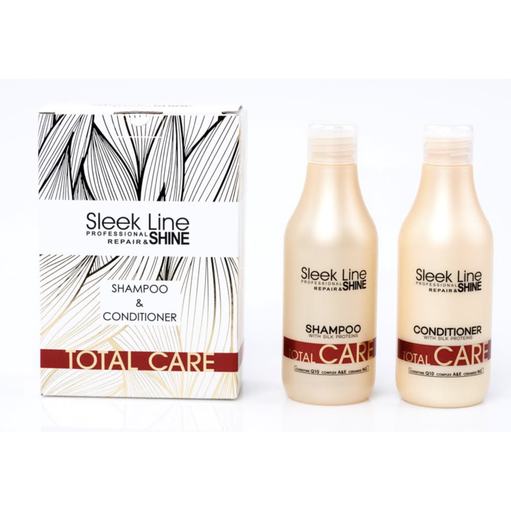 SLEEK LINE Total Care setti Shampoo 300ml + Hoitoaine 300ml 