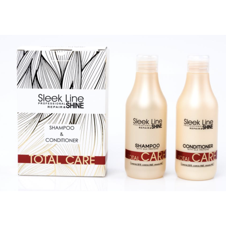 SLEEK LINE Total Care setti Shampoo 300ml + Hoitoaine 300ml 