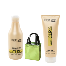Sleek Line setti Waves & Curls Kiharoille hiuksille (sis. naamio 250ml & Shampoo 300ml + kestokassi)