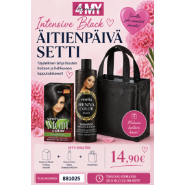 Intensive Black Äitienpäiväsetti (sis. Shampoo 300ml, Hiusväri Black 1.0 + kestokassi)