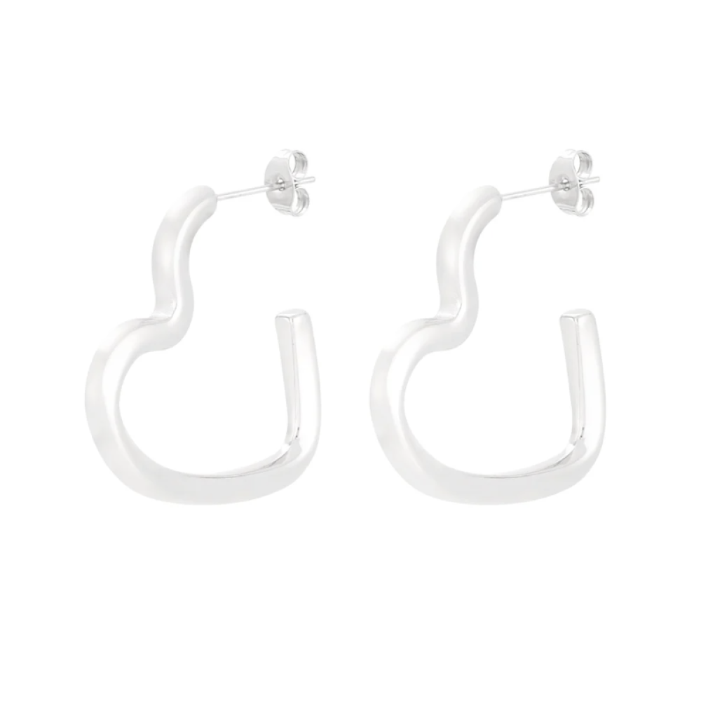 Moderni Sydän -korvakorut Hopea